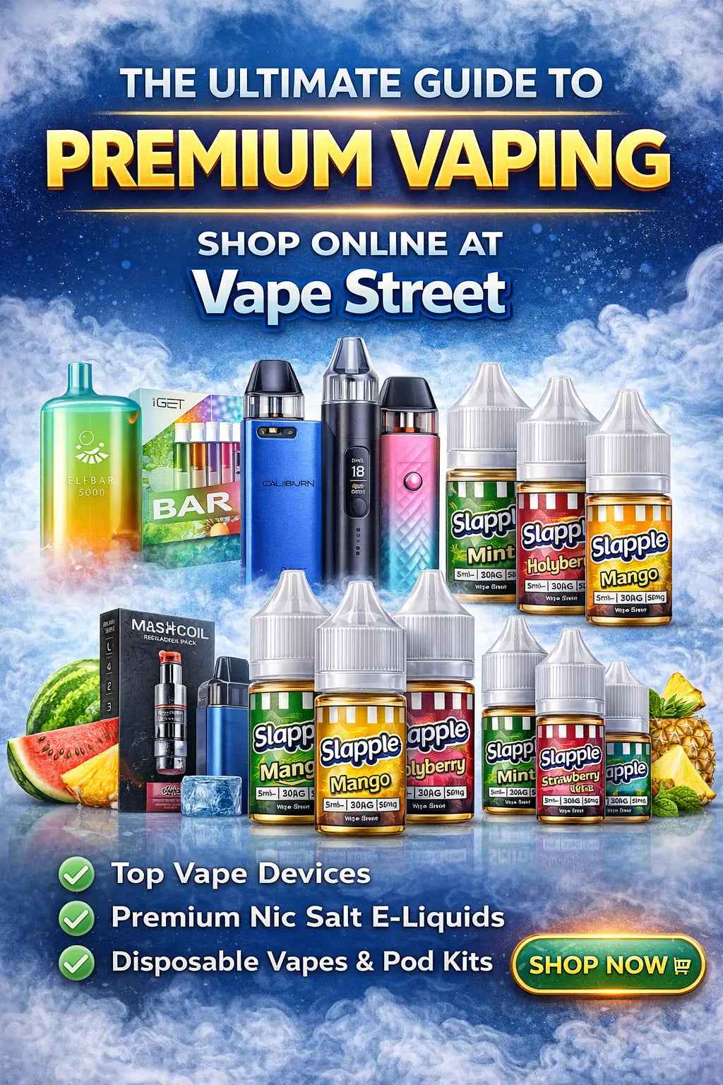 A vibrant array of colorful vape devices and e-liquid bottles from slapple igel and mashcoil featured in india vape guide