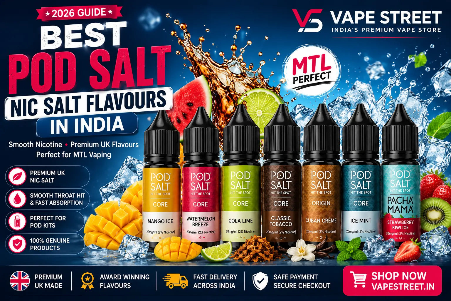 Best Pod Salt Nic Salt Flavours in India (2026 Guide): Top 7 Flavours for Smooth MTL Vaping