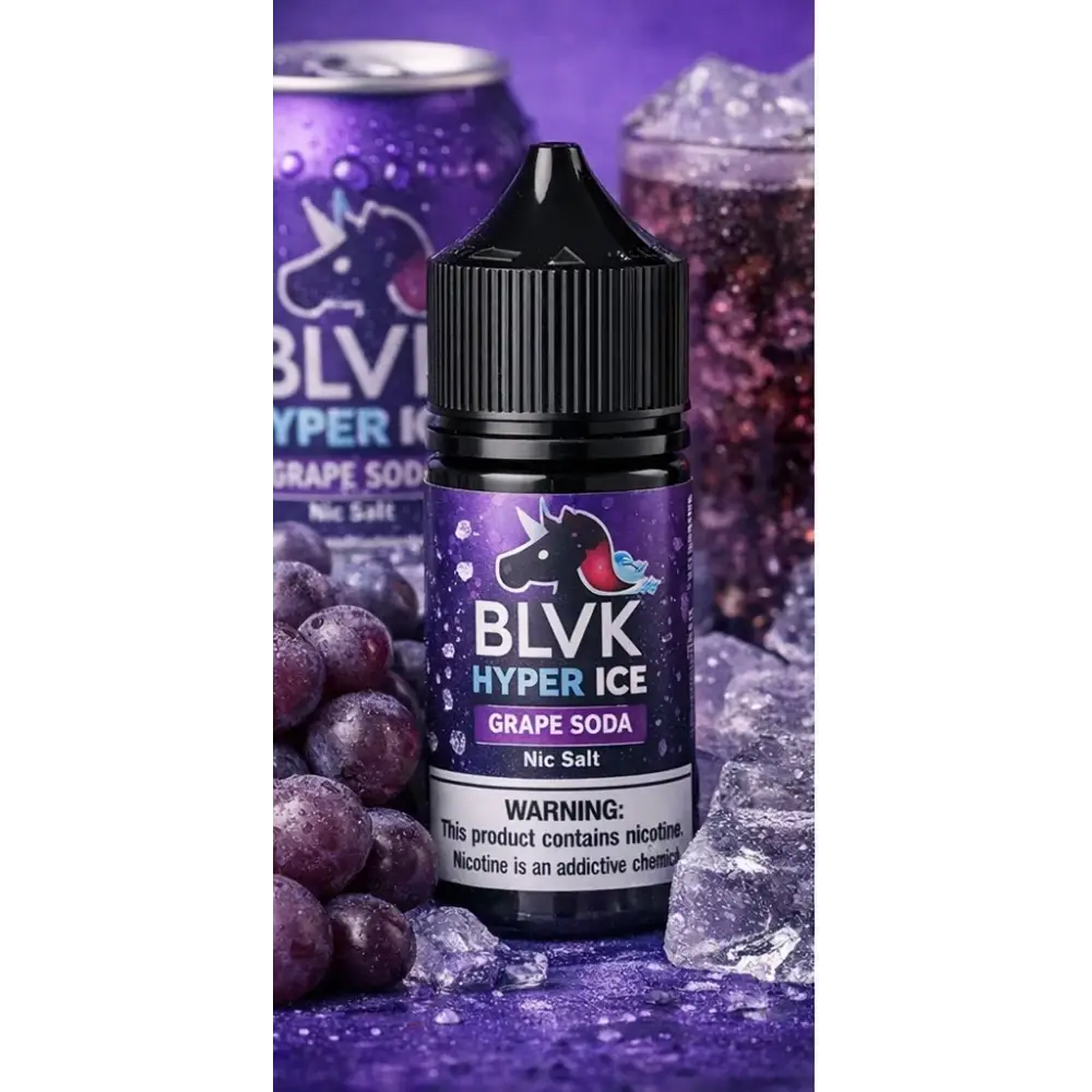 BLVK Hyper Ice Grape Soda Nic Salt 30ml vape juice bottle sweet grape soda ice flavor for pod devices at Vape Street