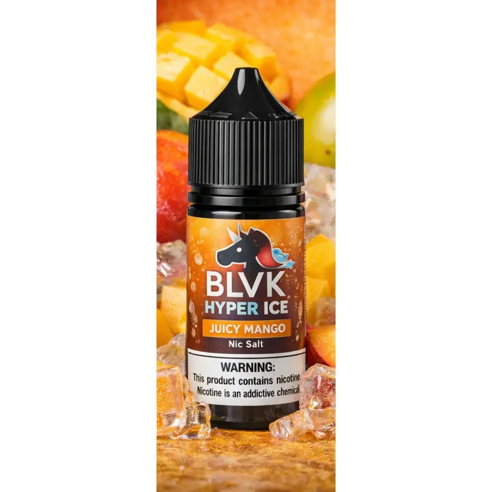 BLVK Hyper Ice Juicy Mango Nic Salt 30ml vape juice bottle tropical mango ice vape juice for pod systems at Vape Street