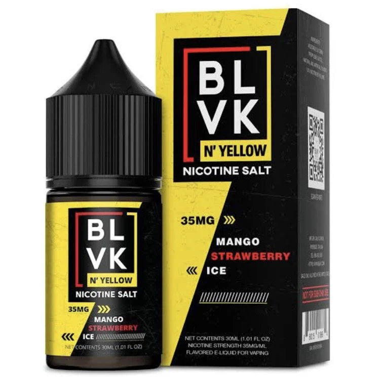 BLVK & Yellow Nic Salt - Mango Strawberry Ice - INDIAN VAPE GARAGE
