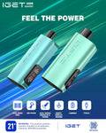 Light mint green iget soul b40000 disposable vape pen with sleek cylindrical design and black accents on mouthpiece and display