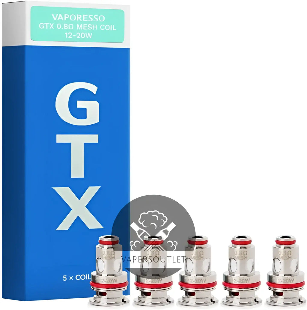 IVG Vaporesso GTX Mesh Coils 5 Pack for Swag PX80, blue and white, compatible vape coil for enhanced flavor and vapor production.