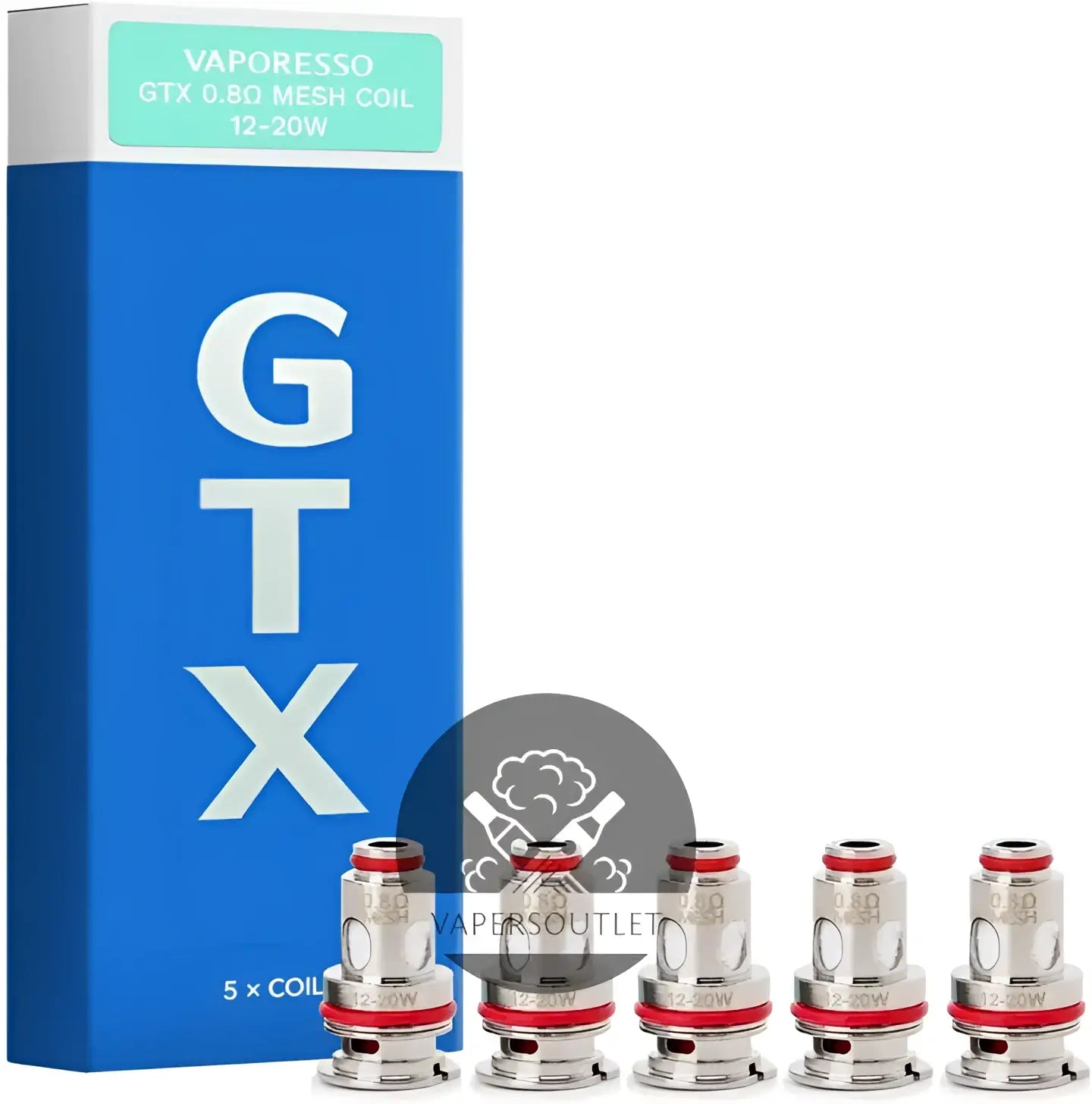 IVG Vaporesso GTX Mesh Coils 5 Pack for Swag PX80, blue and white, compatible vape coil for enhanced flavor and vapor production.