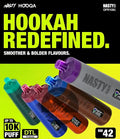 Nasty hooqa rechargeable disposable vape pen with colorful translucent bodies and purple blue red green or brown caps