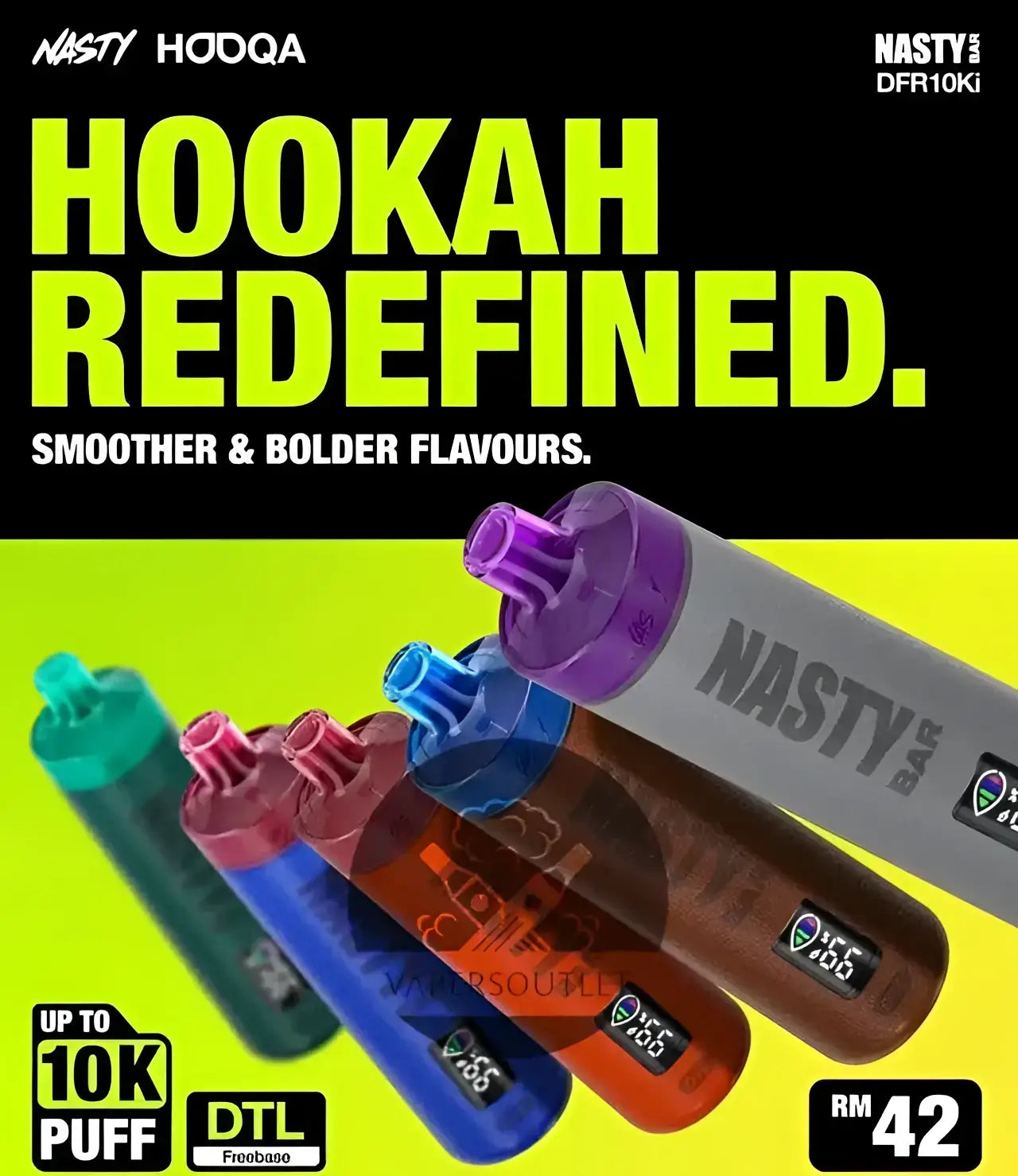 Nasty hooqa rechargeable disposable vape pen with colorful translucent bodies and purple blue red green or brown caps