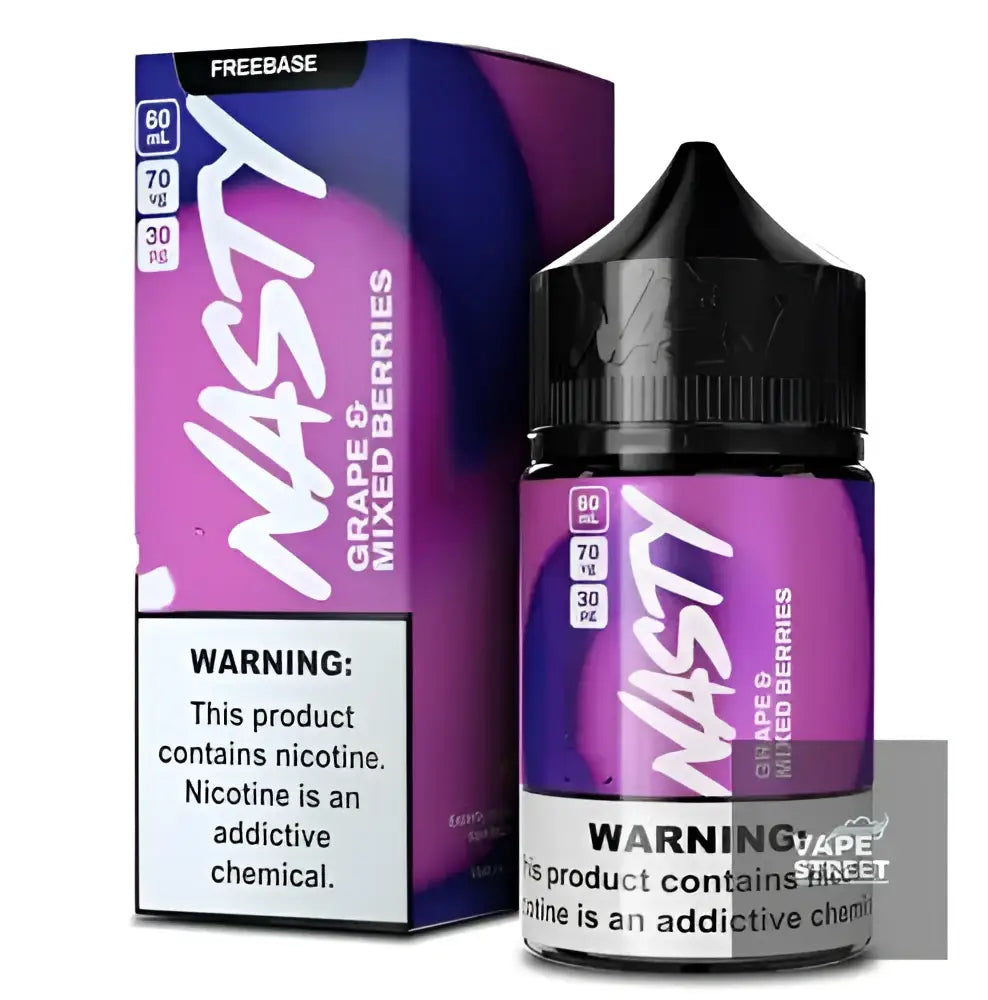 IVG Nasty Grape & Mixed Berries Freebase E-Liquid for vaping, 3mg/6mg nicotine, colorful berry and grape flavor juice in bottle