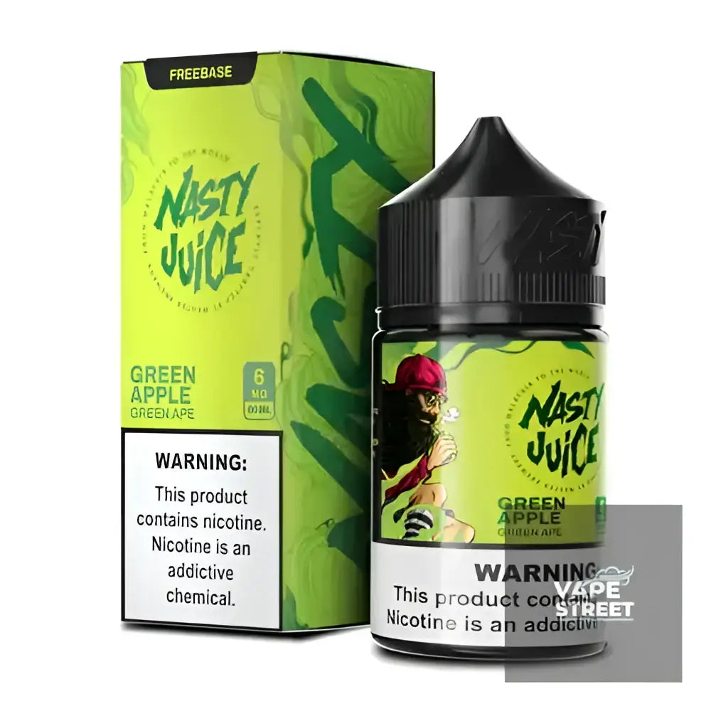 IVG Nasty Green Ape Apple Freebase E-Liquid vape juice in 3mg/6mg bottles, featuring green apple flavor, for vaping.