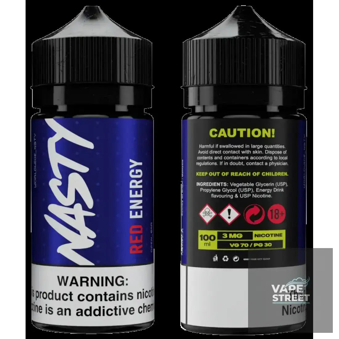 IVG Nasty Red Rage Freebase E-Liquid for energy drink flavor, available in 3mg and 6mg nicotine for vape devices.