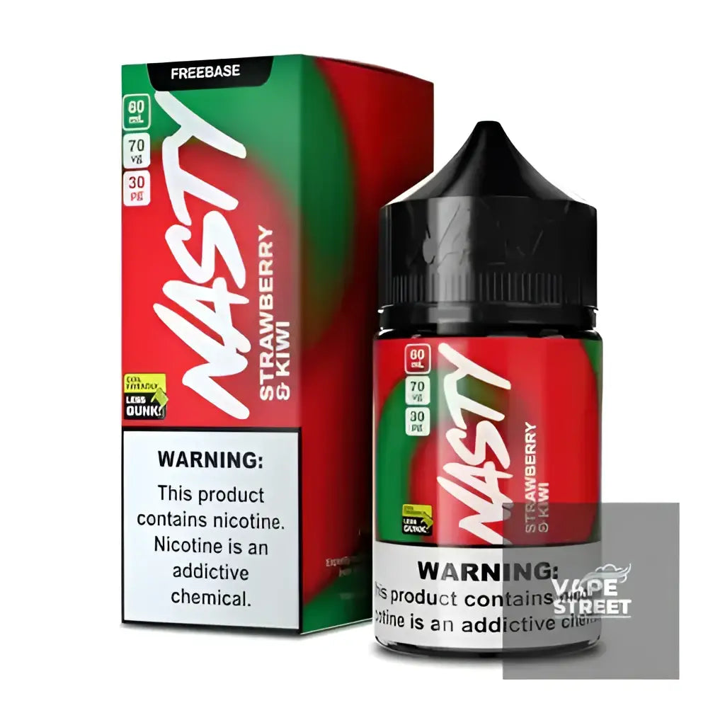 IVG Nasty Strawberry Kiwi Freebase E-Liquid vape juice in 3mg or 6mg nicotine with fresh strawberry and kiwi flavor.