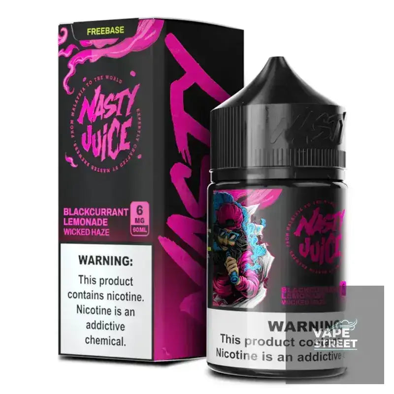 IVG Nasty Wicked Haze Lemonade Freebase E-Liquid 3mg/6mg bottle, vape juice for vaping devices, vibrant label design