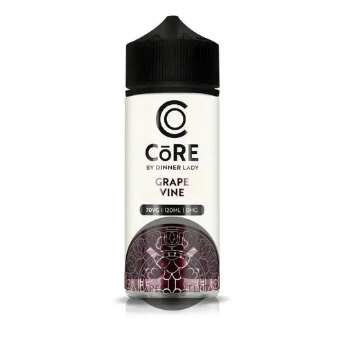 Core by Dinner Lady Grape Vine 120ML Freebase E-Liquid for vaping, featuring rich grape flavor in a 3MG or 6MG nicotine strength.