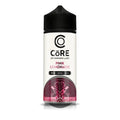 A sleek white vape juice bottle by dinner lady featuring pink lemonade flavor with black cap and floral design