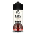 A sleek white 120ml bottle of core by dinner lady tropic mango chill freebase e-liquid with a black cap
