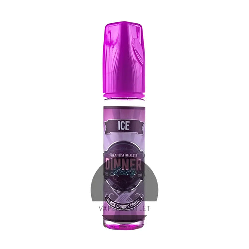 IVG Dinner Lady Black Orange Crush 60ml shortfill e-liquid bottle with black and orange label, showcasing the vape juice product.