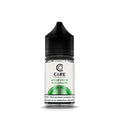 Clear glass bottle with black cap labeled core salt by dinner lady honeydew melonade nicotine salt vape liquid