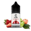 Clear glass bottle of core salt by Dinner Lady in strawberry apple flavor with black cap and white label