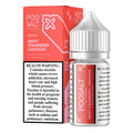 A sleek glass bottle of pod salt sweet strawberry lemonade nic salt e-liquid with silver cap from vape street