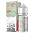 A sleek glass bottle with silver cap holds pod salt fresh raspberry mint nic salt e-liquid available at vape street