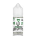 Clear glass bottle with white cap and green label of i love salts classic menthol 30ml e-liquid by mad hatter