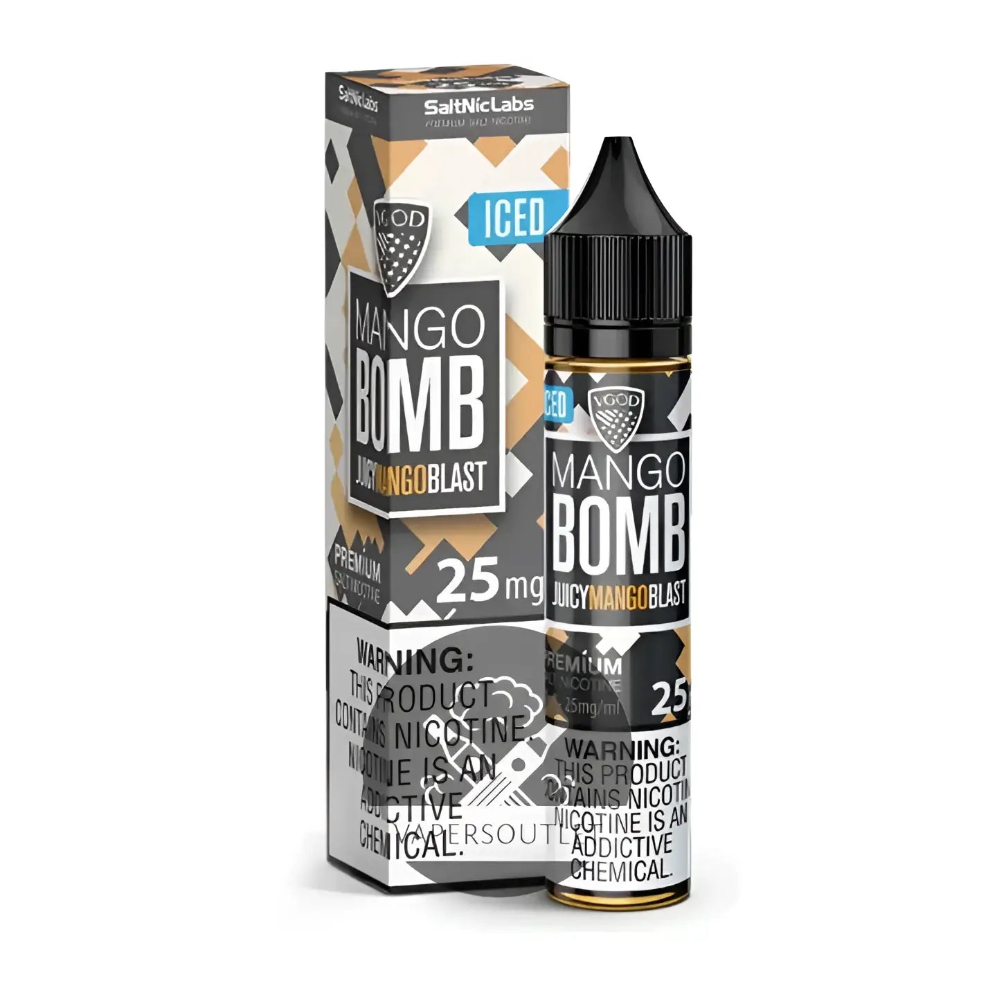 VGOD SaltNic Iced Mango Bomb 30ML NIC SALT vape juice bottle with mango flavor and icy menthol accents from IVG.