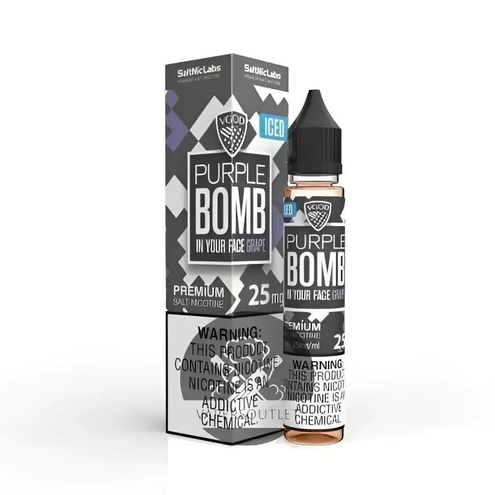 VGOD SaltNic Iced Purple Bomb vape juice in 30ML bottle, available in 25MG and 50MG nicotine strengths, by IVG.