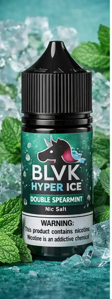 IVG BLVK Hyper Ice Double Spearmint Nic Salt Vape Juice 30ML in 35MG or 50MG, with icy mint flavor.