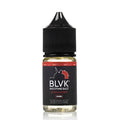 Black glass bottle of blvk unicorn strawberry nic salt e-liquid with 30mg nicotine and red label accents