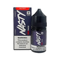 Nasty juice red rage 50mg salt nicotine e-liquid in a black bottle with purple label and matching box for vape use