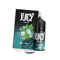 Juicy salts spearmint 30ml e-liquid bottle in black and teal with pointed cap featuring salts spearmint flavor branding