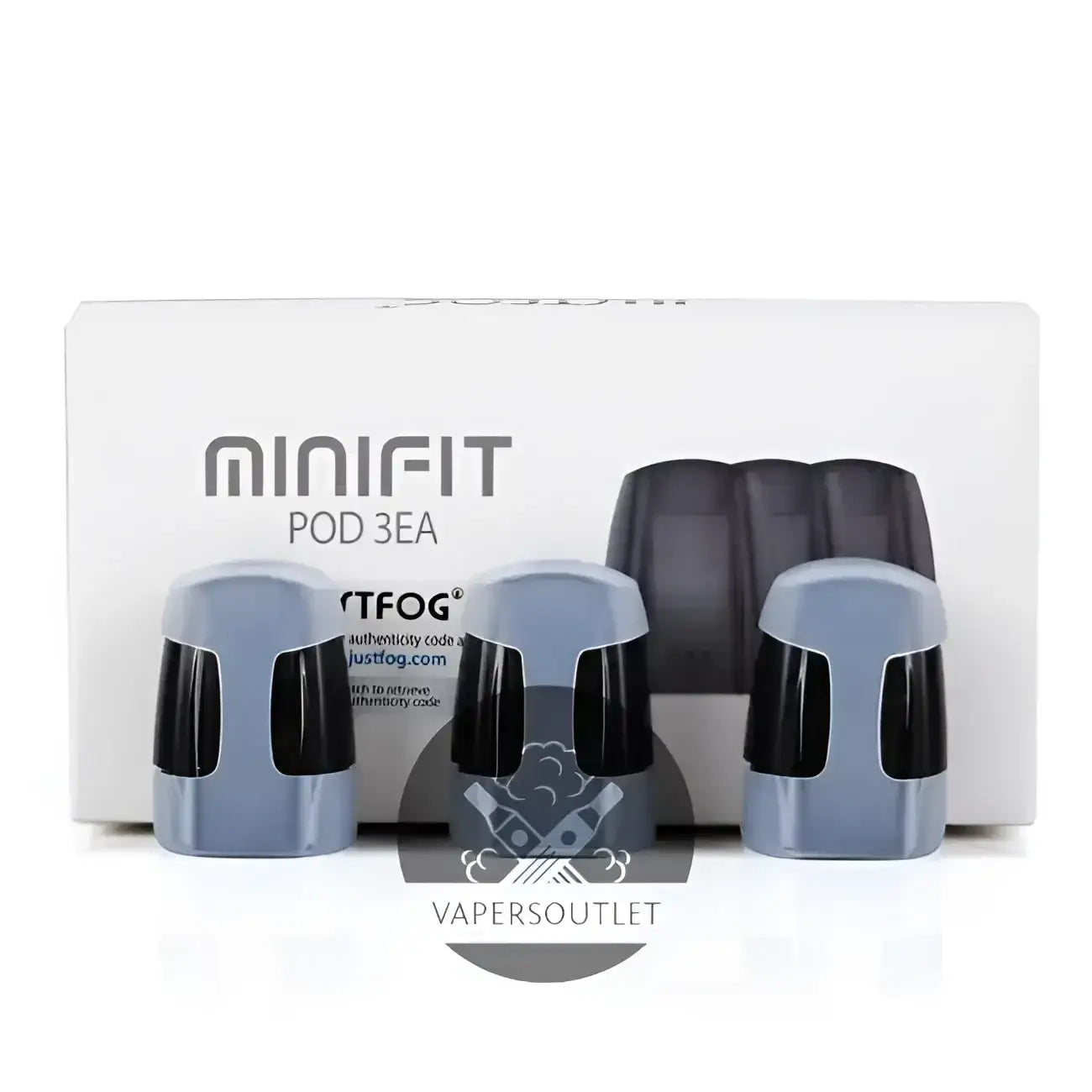 Gray and black justfog minifit pod 3ea vape pods with sleek modern design refillable 1.5ml minifit pod cartridges