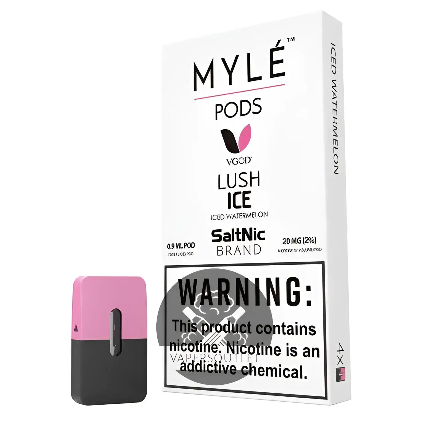 Pink and black two-tone sleek rectangular myle lush ice pre-filled vape pod for vaping use available online india
