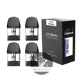 Black uwell caliburn ak2 replacement pods with clear glass chambers and black caps in a sleek black box packaging