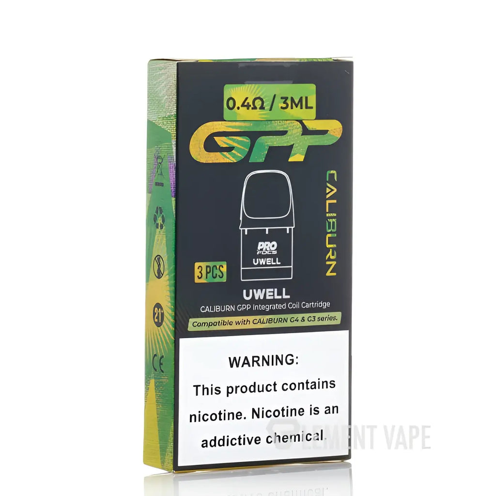 IVG Uwell GPP replacement pods for Caliburn G3 vape device, pack of 3, compatible with Uwell Caliburn G3 e-cigarette.