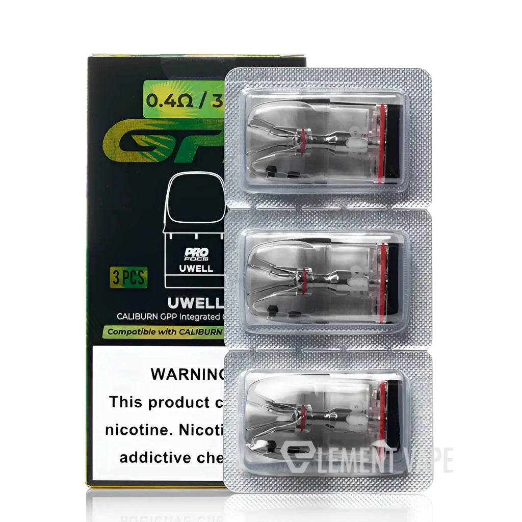Pack of 3 Uwell GPP Replacement Pods for Caliburn G3, compatible with IVG vape devices, designed for easy refill and vaping.