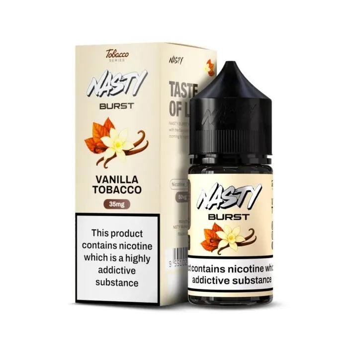 Nasty Burst Vanilla Tobacco Nic Salt 30ml – Creamy Tobacco Vape Juice | Vape Street India