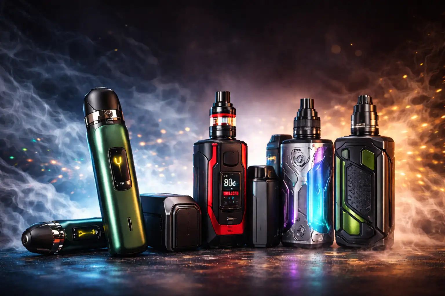 A sleek, modern vape pen with a matte green finish and black accents.