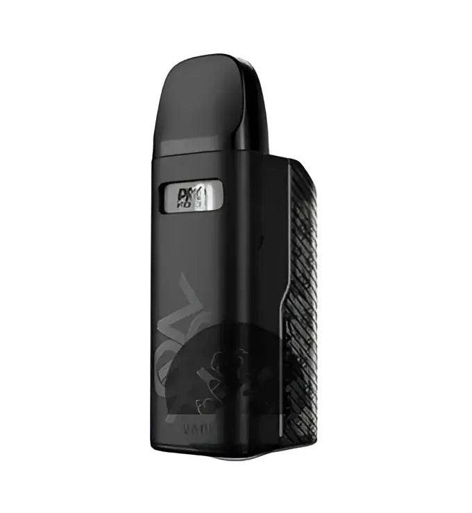 Black matte finish uwell caliburn gz2 pod system kit with carbon fiber texture and digital pro branding display
