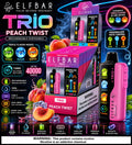 Elf Bar Trio 40000 Puffs disposable vape with peach twist flavor, featuring three flavor modes for a satisfying vaping experience.