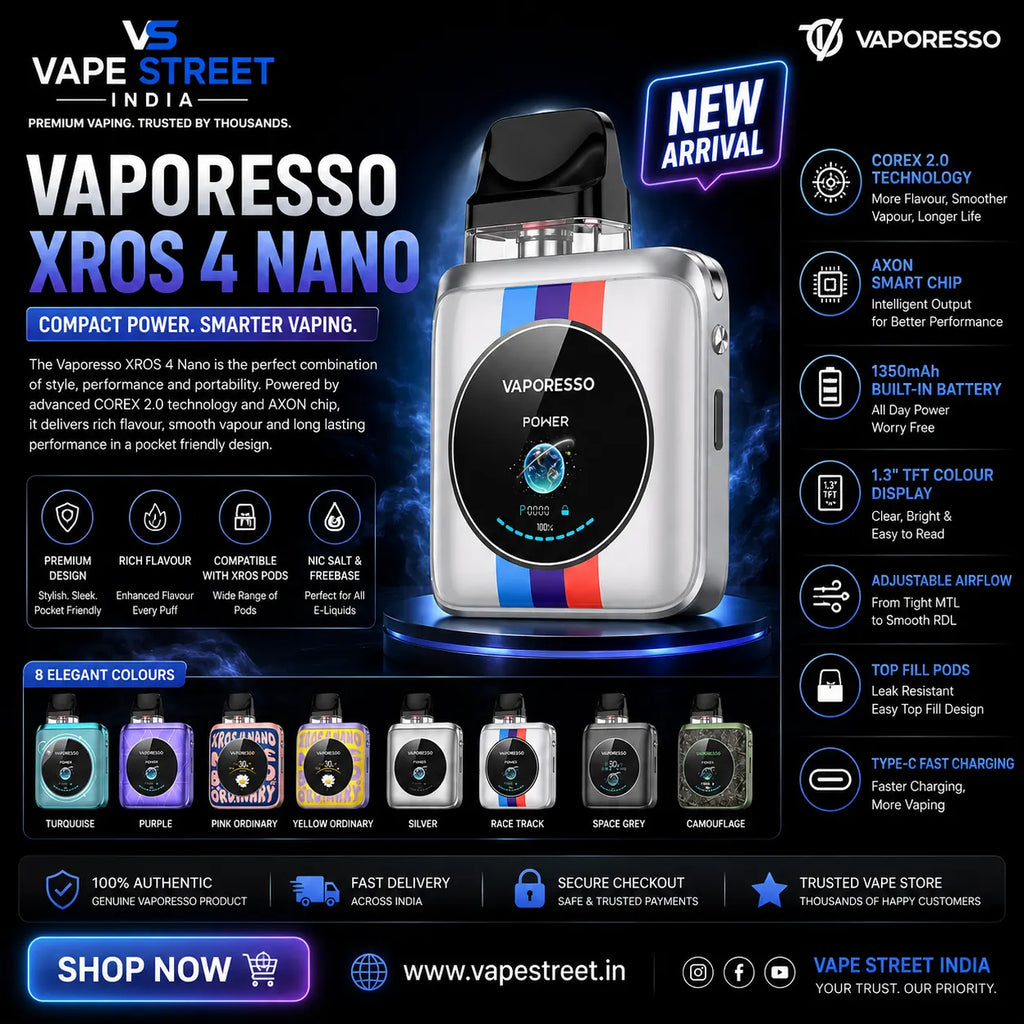 IVG Vaporesso XROS 4 Nano Pod Kit with sleek design and compact size, ideal for vaping enthusiasts.