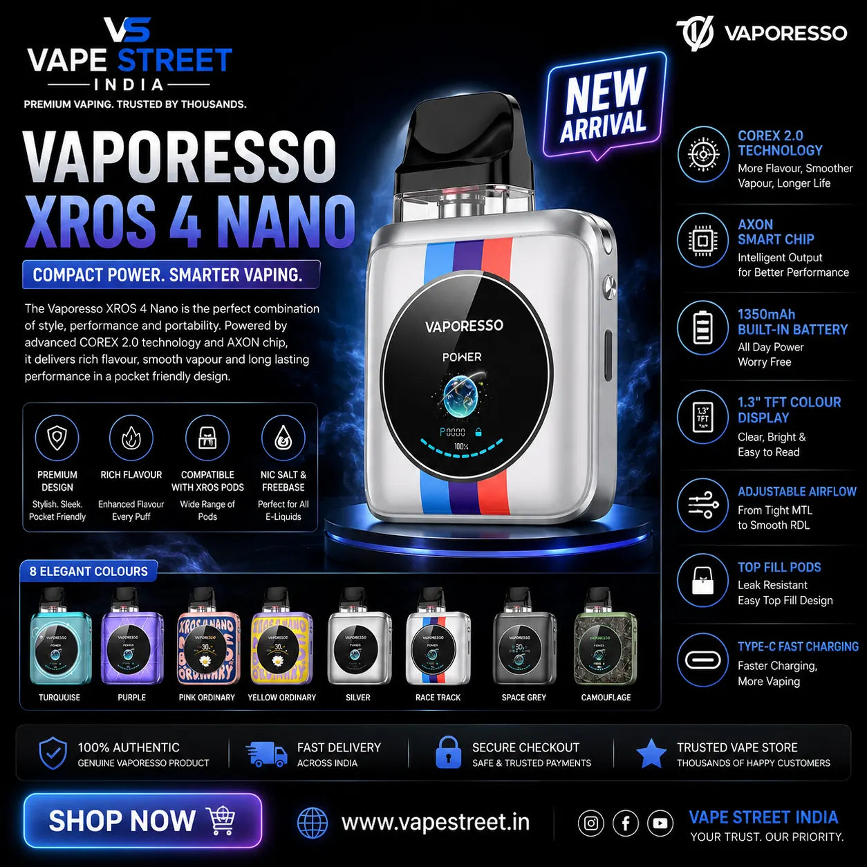 IVG Vaporesso XROS 4 Nano Pod Kit with sleek design and compact size, ideal for vaping enthusiasts.